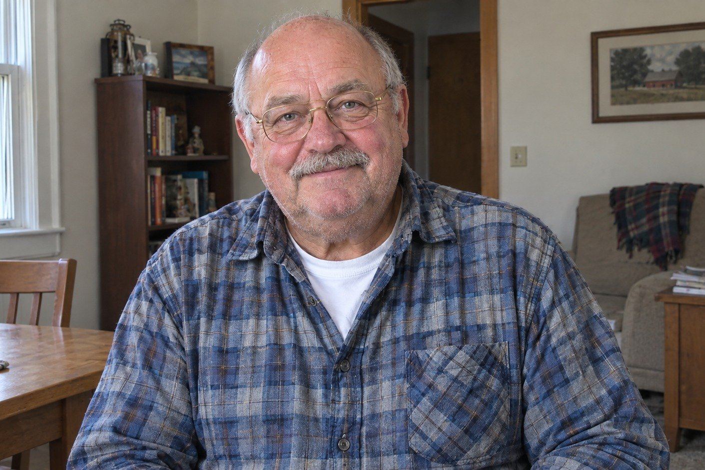 Hank Dockery at the bench in his shop